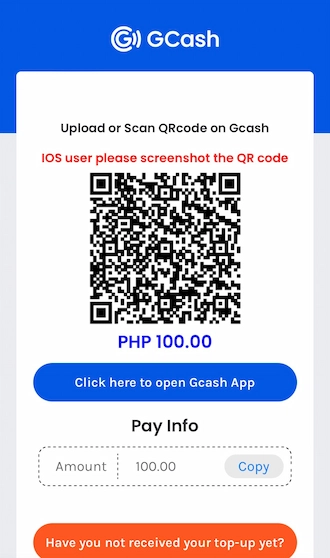 Step 5: A QR code appears, bettors should save this QR code. Then open your GCash app and make a money transfer via this QR code.